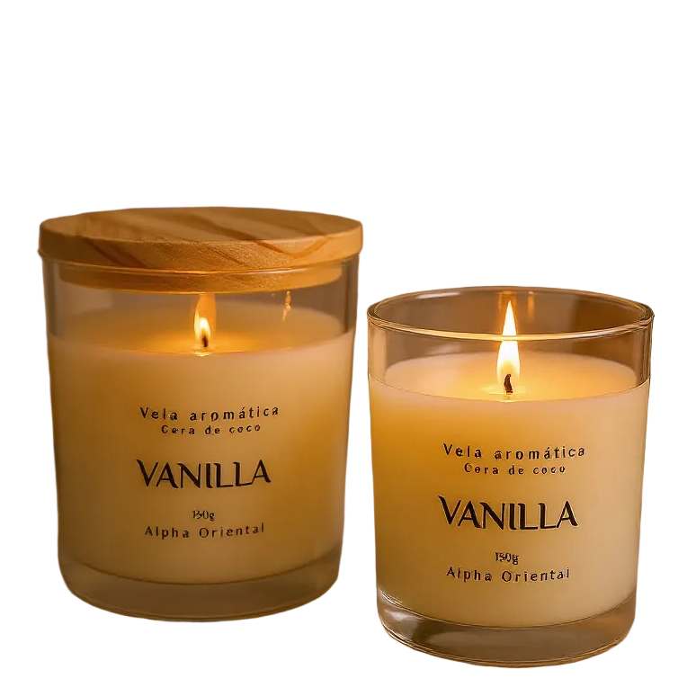 Kit 2 Vela aromática artesanal PREMIUM 150g - Vários Aromas - Com especiarias e tampa de madeira